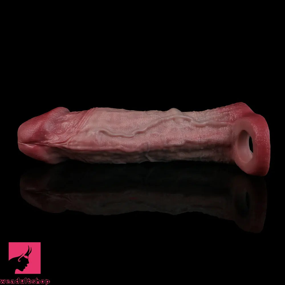 8.82in Blue Veins Hollow Dildo Cock Sleeve With Cock Ring For Vagina Clit