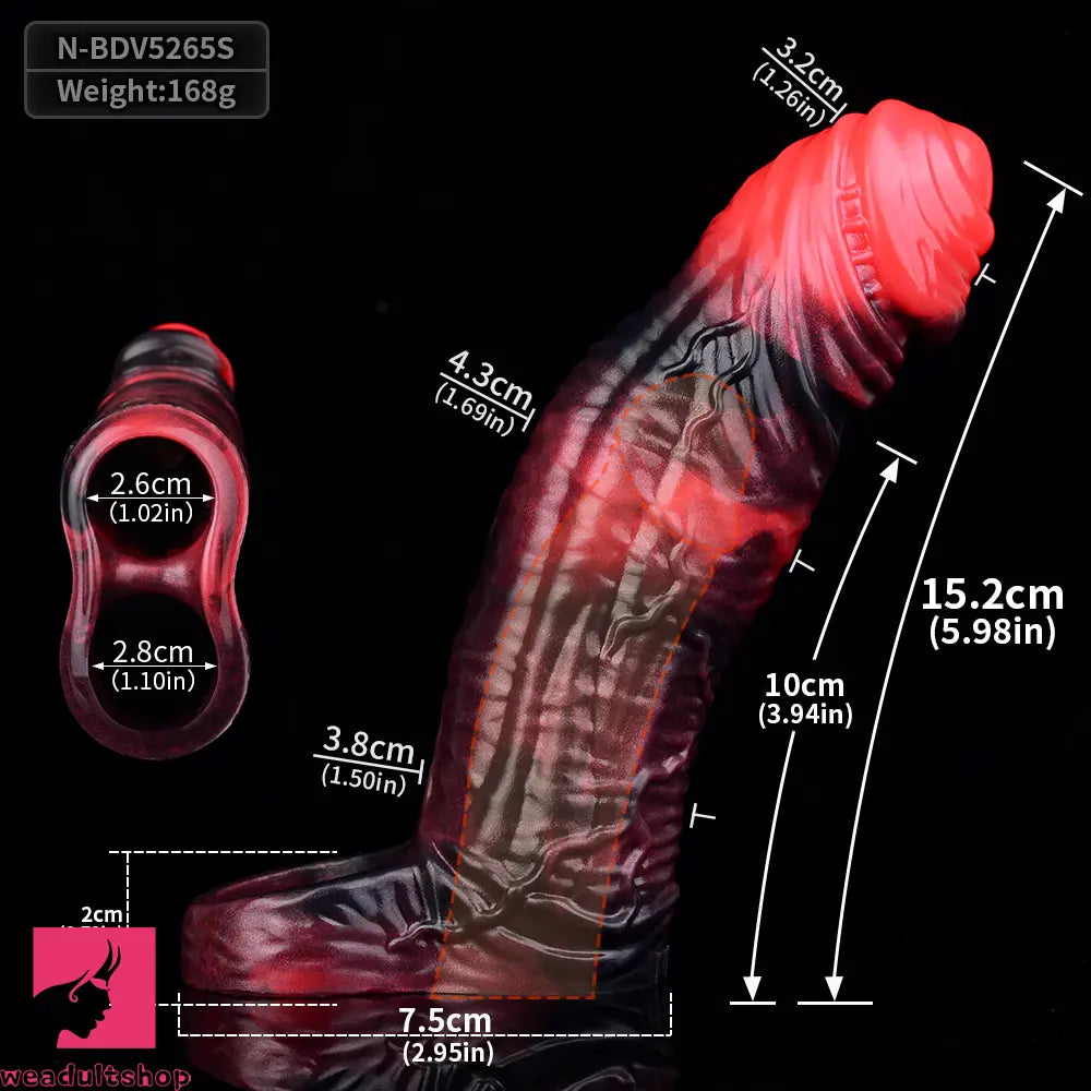 5.98in 7.09in Silicone Cock Sleeve Soft Vibrating Uncut Hollow Dildo For Clit