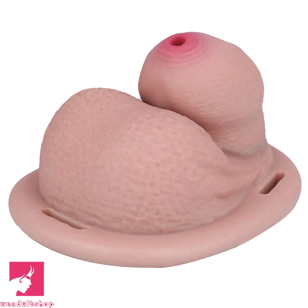 2.36in Silicone Soft Mini Cock Cage Strap on Chastity Dildo With Lock