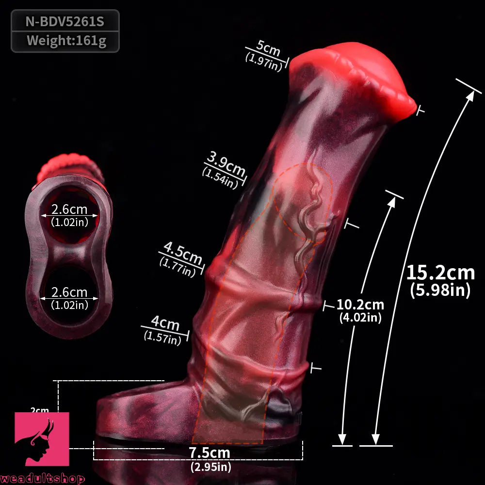 5.58in 7.17in Silicone Horse Penis Sleeve Cock Ring Hollow Vibrating Dildo
