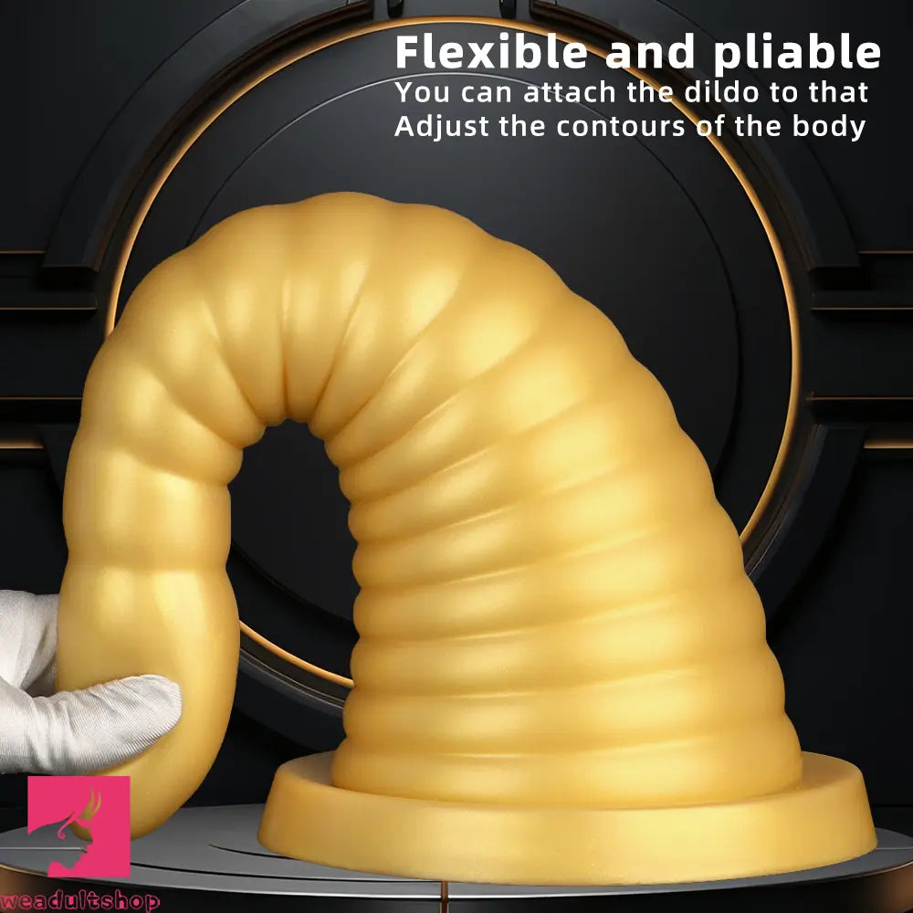 10.23in 14.56in Large Thread Gold Silicone Pagoda Thick Large Anal Dildo