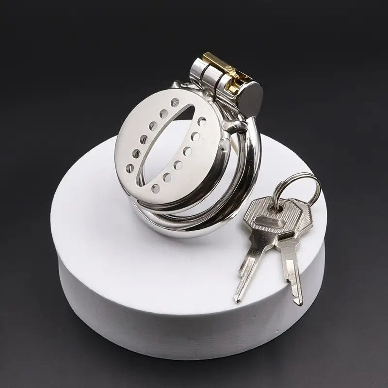 Sexual Chastity Stainless Steel Male Flat Snowflake Style Metal Chastity Cage