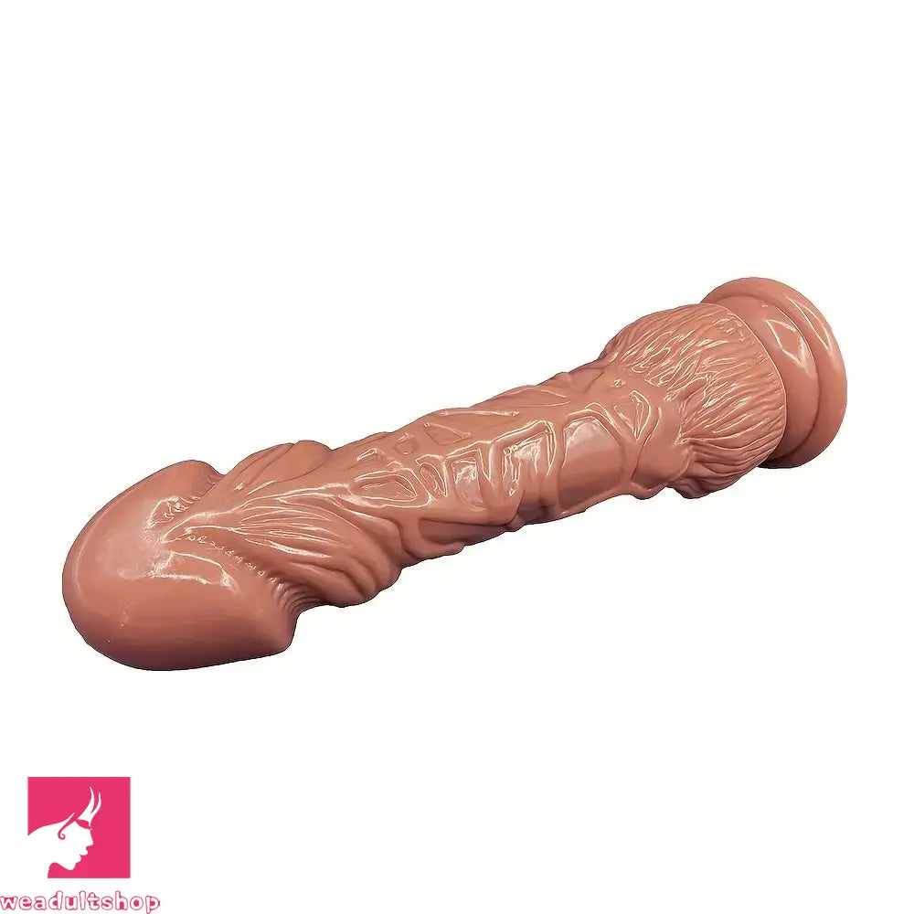 10.04in Realistic Big Head Suction Cup Glans Dildo Manual Masturbator