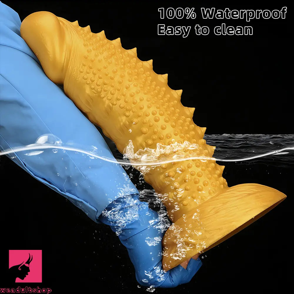 .48in 9.05in 10.62in 12.59in 14.17in Golden Soft Wolf-tooth Spiked Dildo