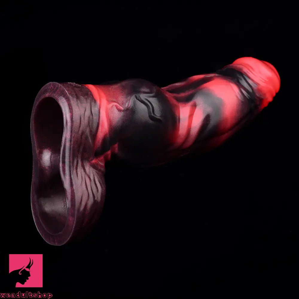 7.09in Silicone Cock Sleeve Knot Dildo Vibrating Hollow Cock Ring Penis Toy
