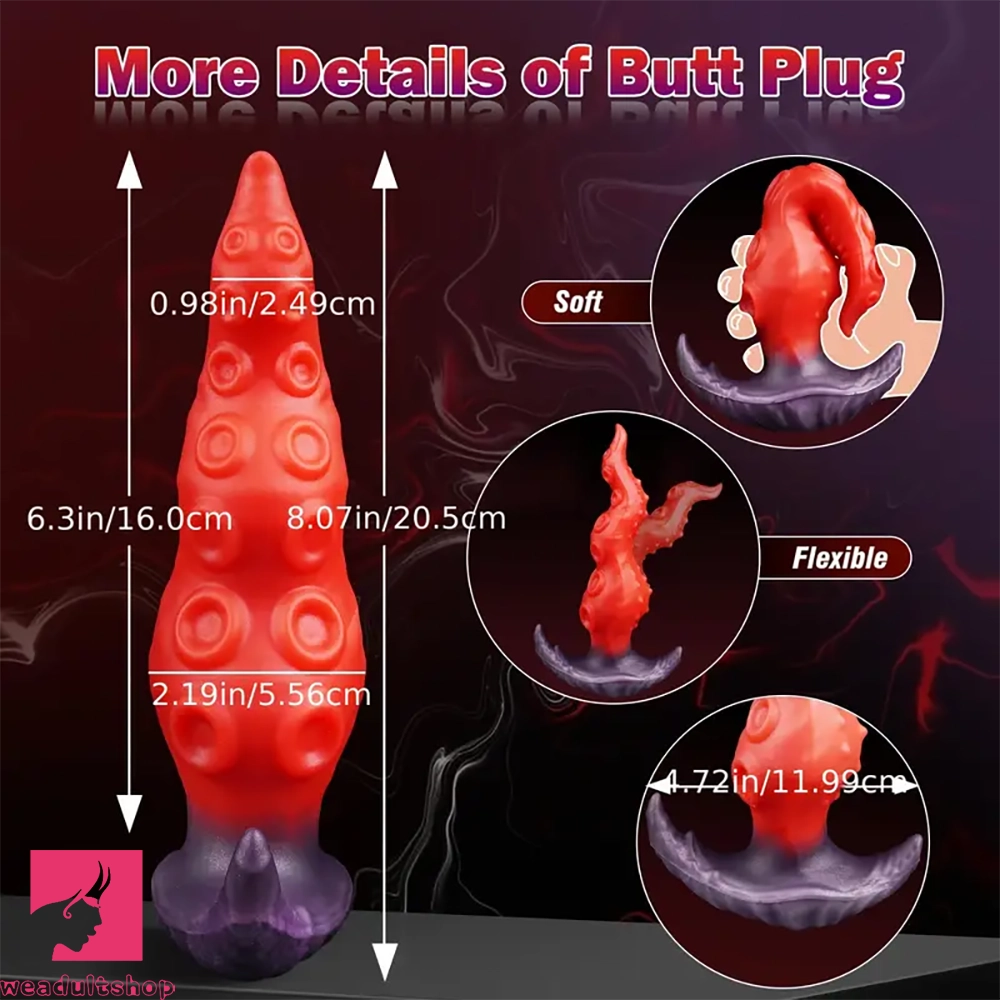 8.07in Wearable Fantasy Tentacle Butt Plug Silicone Monster Dildo