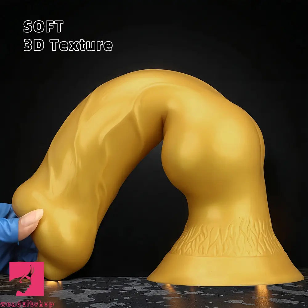 14.76in Golden Silicone Soft Huge Thick Dog Knot Dildo For Real Pleasure