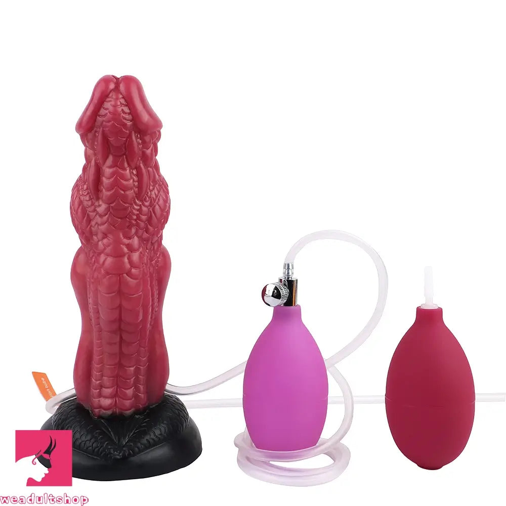 8.26in Dragon Ejaculating Inflatable Silicone Soft Animal Creature Odd Dildo