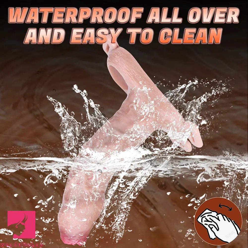 6.41in Lifelike Uncut Strap on Penis Extender Cock Sleeve Dildo For Clit