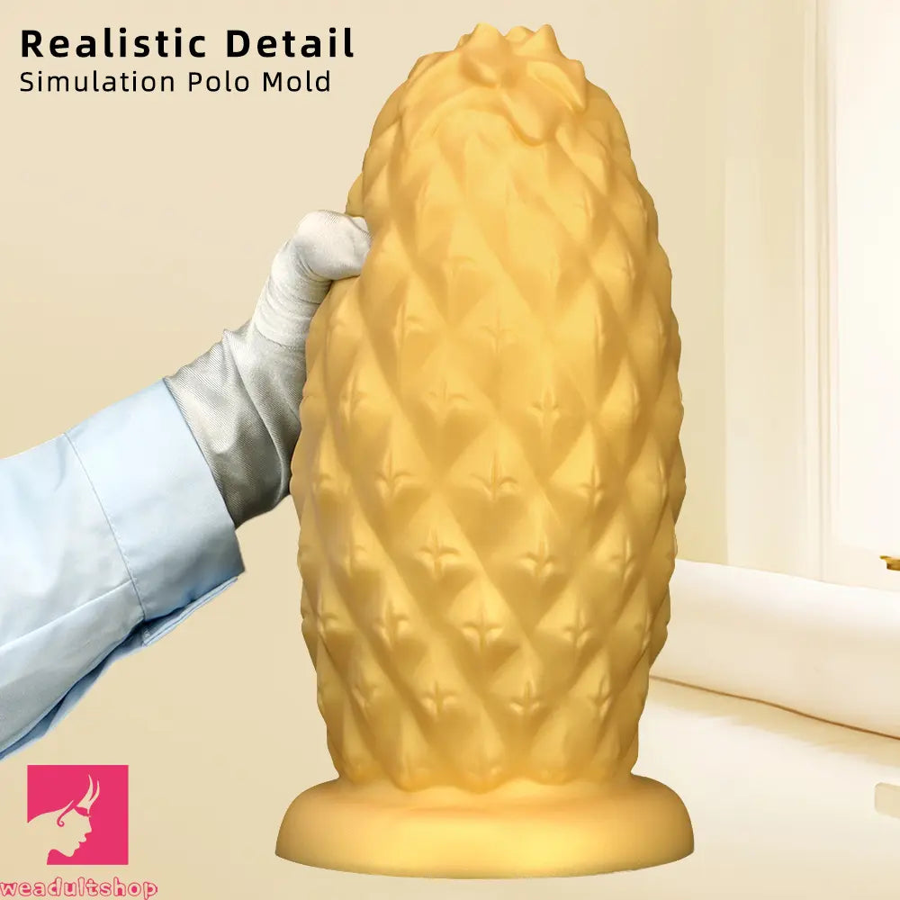 8.26in 10.03in 11.81in Gold Silicone Pineapple Giant Cock Anal Plug Dildo