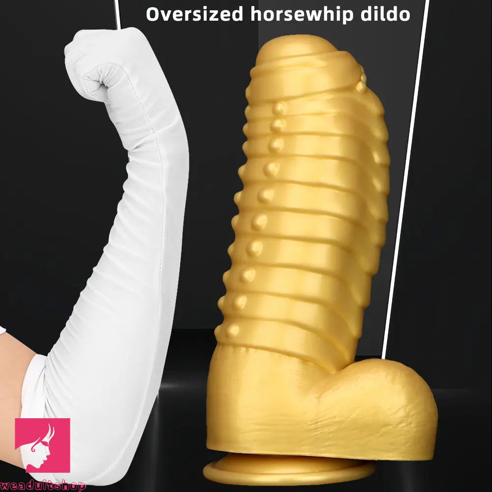12.2in 13.38in Golden Liquid Silicone Giant Caterpillar Anal Thick Cock Dildo
