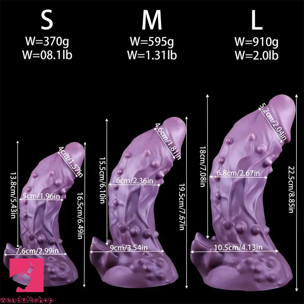 6.49in 7.67in 8.85in Purple Monster Big Flexible Barbed Alien Odd Dildo