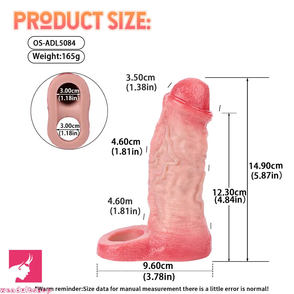 5.87in Liquid Silicone Hollow Penis Sleeve Dildo For Enlargement Thicken