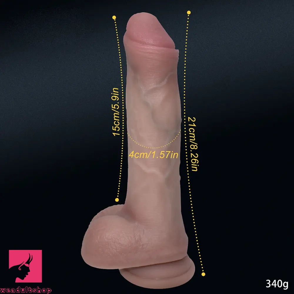 8.26in Large Silicone Soft Super Realistic Uncut Dildo Vaginal Clit Stimulator