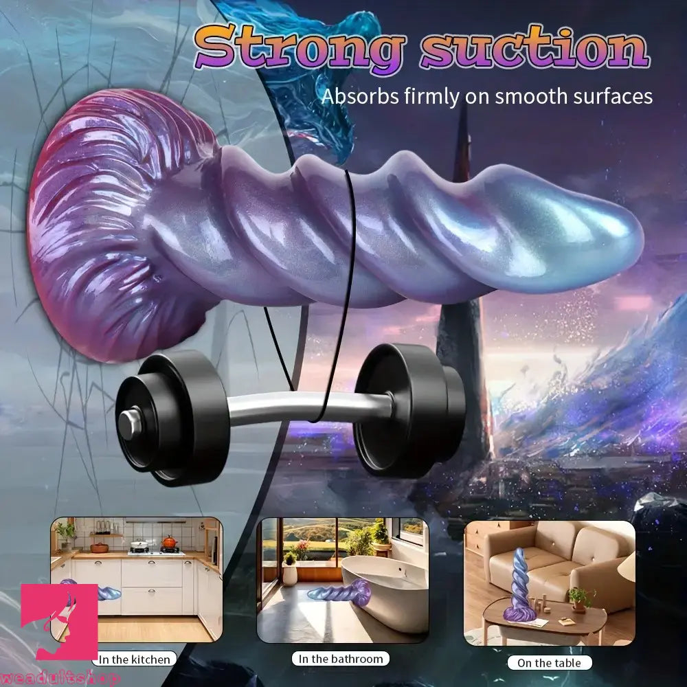 8.26in Fantasy Silicone Dildo Soft Head Spiral Grain For Clitoral Vaginal Cock