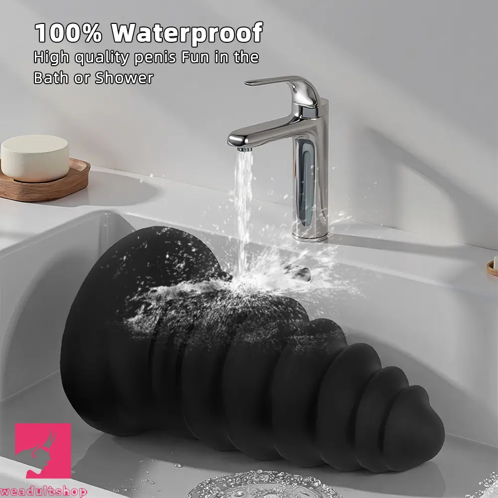 4.92in 5.7in 6.69in 7.48in Black Silicone Screws Anal Dilator Cock Dildo