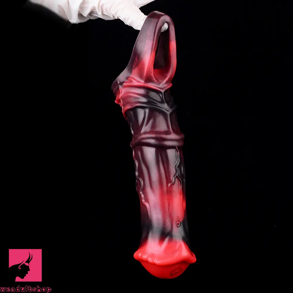 5.58in 7.17in Silicone Horse Penis Sleeve Cock Ring Hollow Vibrating Dildo