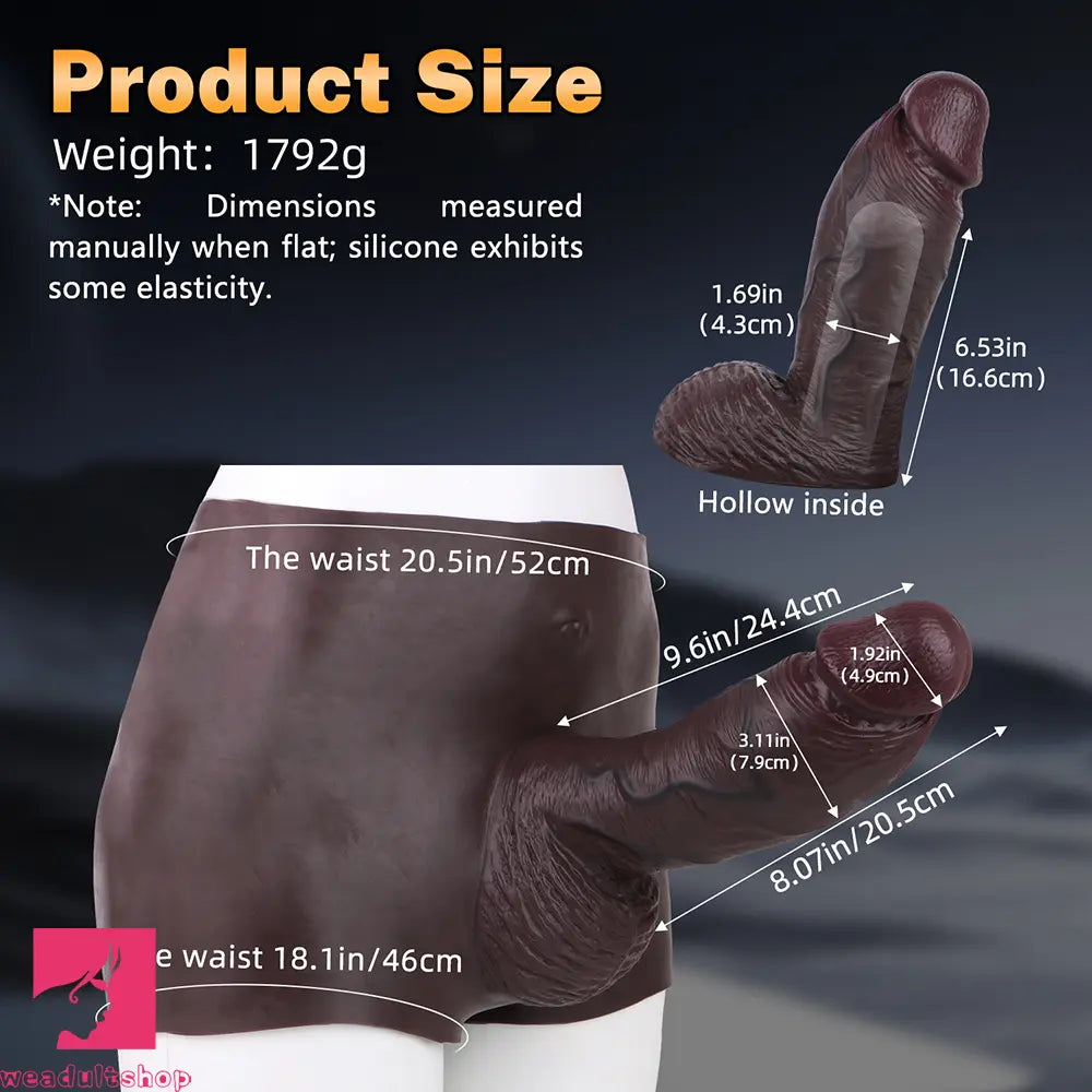 9.6in Hollow Soft Liquid Silicone Realistic Strap on Dildo Panty For Love