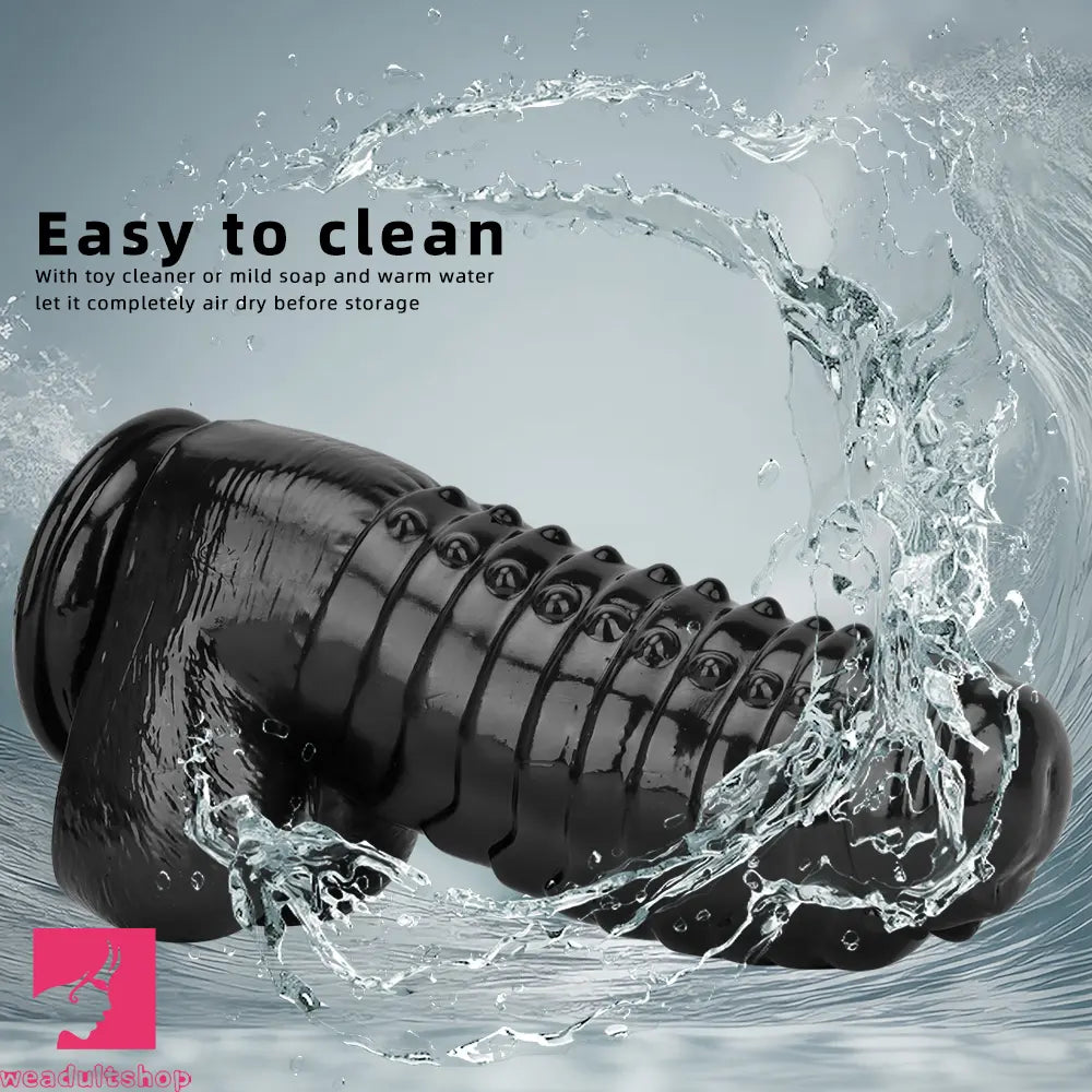 12.2in 13.38in Black PVC Large Thick Giant Caterpillar Clit Dilation Dildo