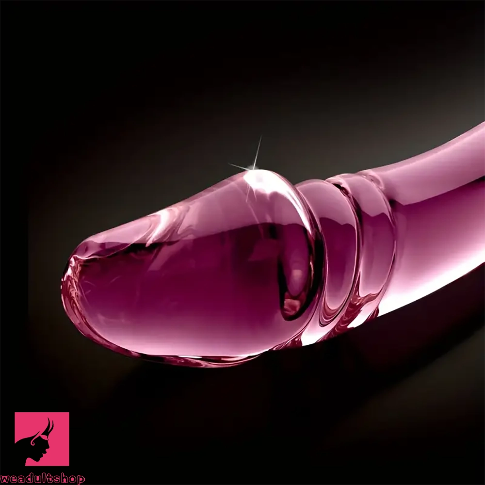 8.85in 9.05in Glass Double Penetration Spiked Dildo With Textured Ridge