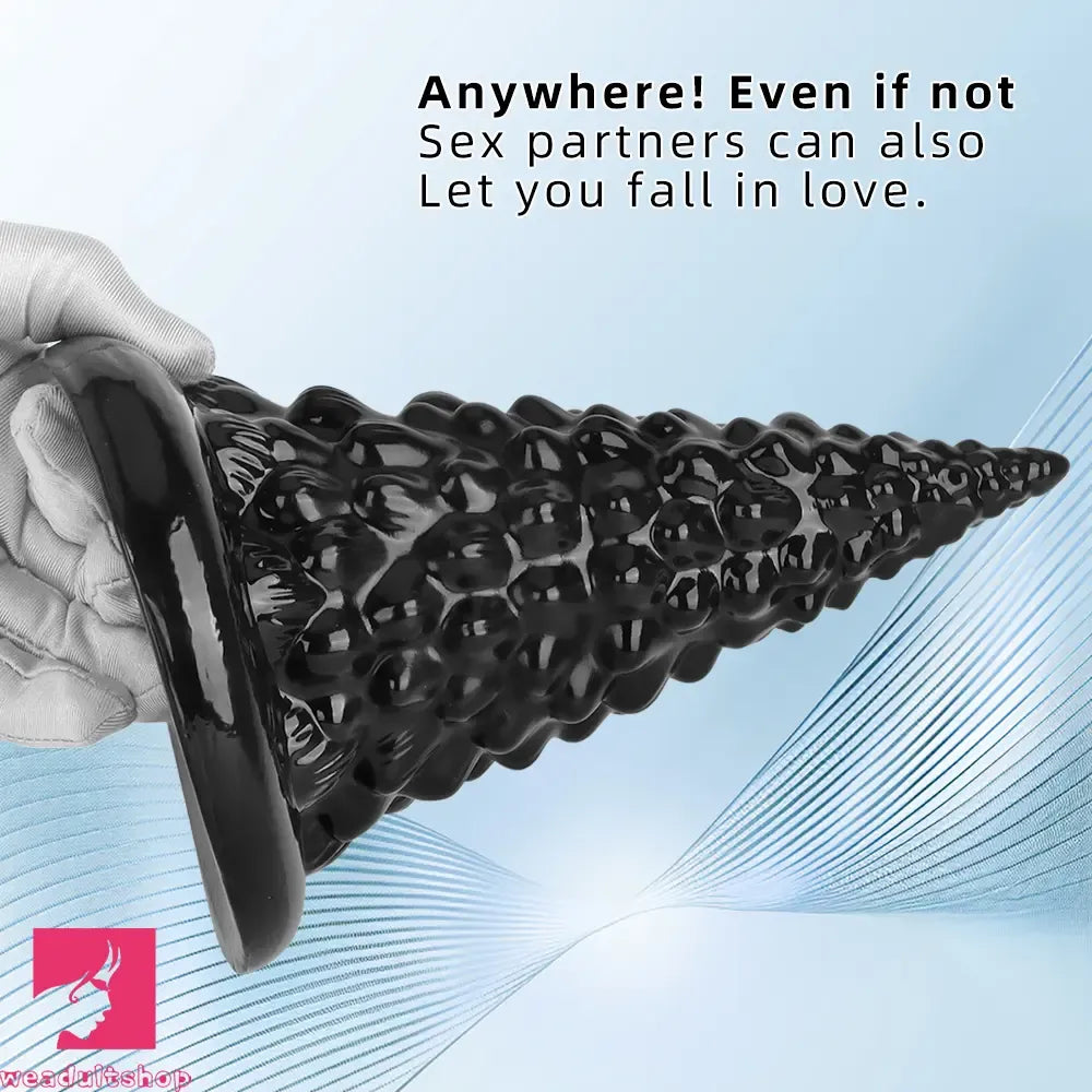 7.87in Black PVC Thick Anal Plug Anal Expansion Suction Cup Clit Dildo