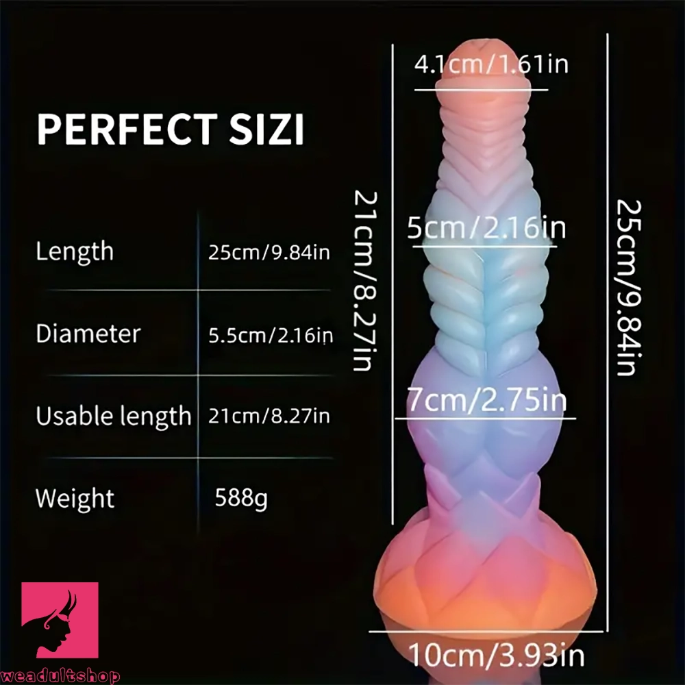 9.84in Silicone Luminous Big Dildo Animal Knot Anal Glow In Dark Prostate