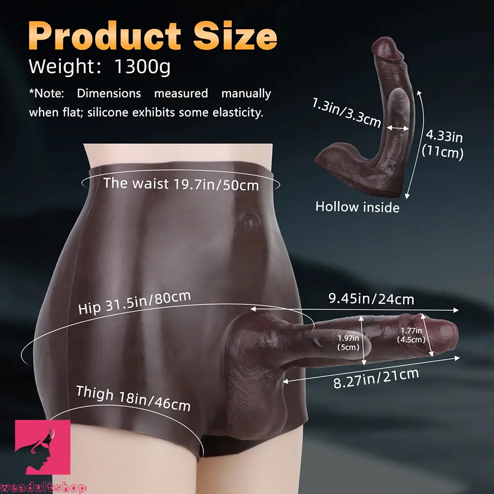 9.45in Hollow Strap on Silicone Soft Dildo Panty For Couples Men Love