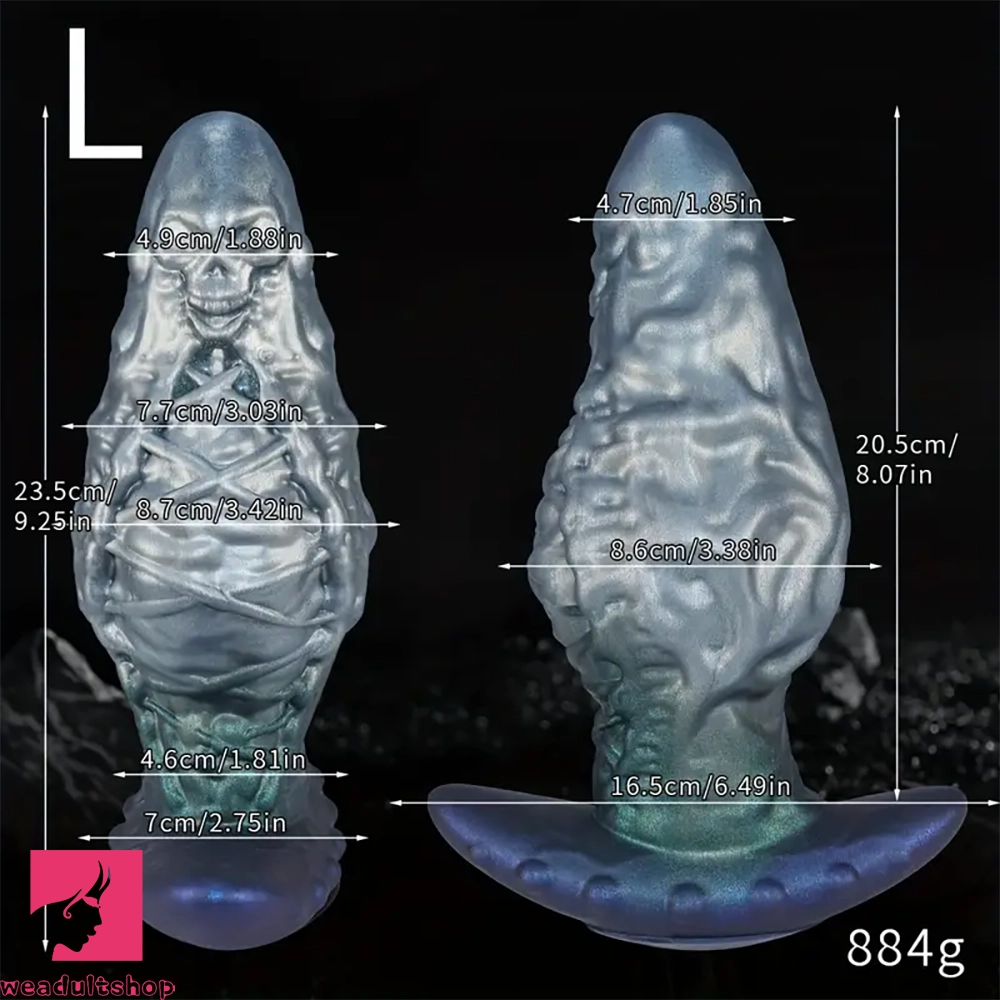 7.87in 9.25in Wearable Large Skull Anal Dildo Soft Silicone Clit Stretcher