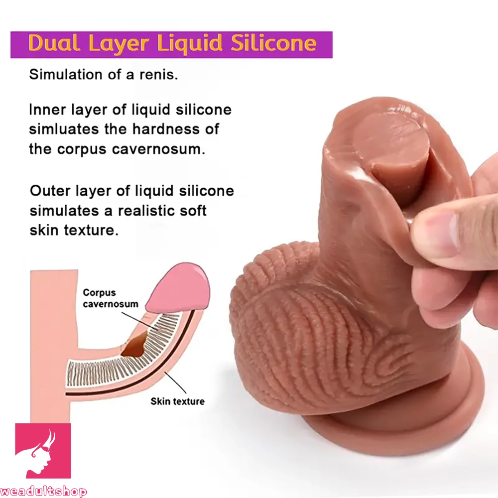 8.66in Liquid Silicone Realistic Dual Density Dildo Soft Skin Prostate Cock