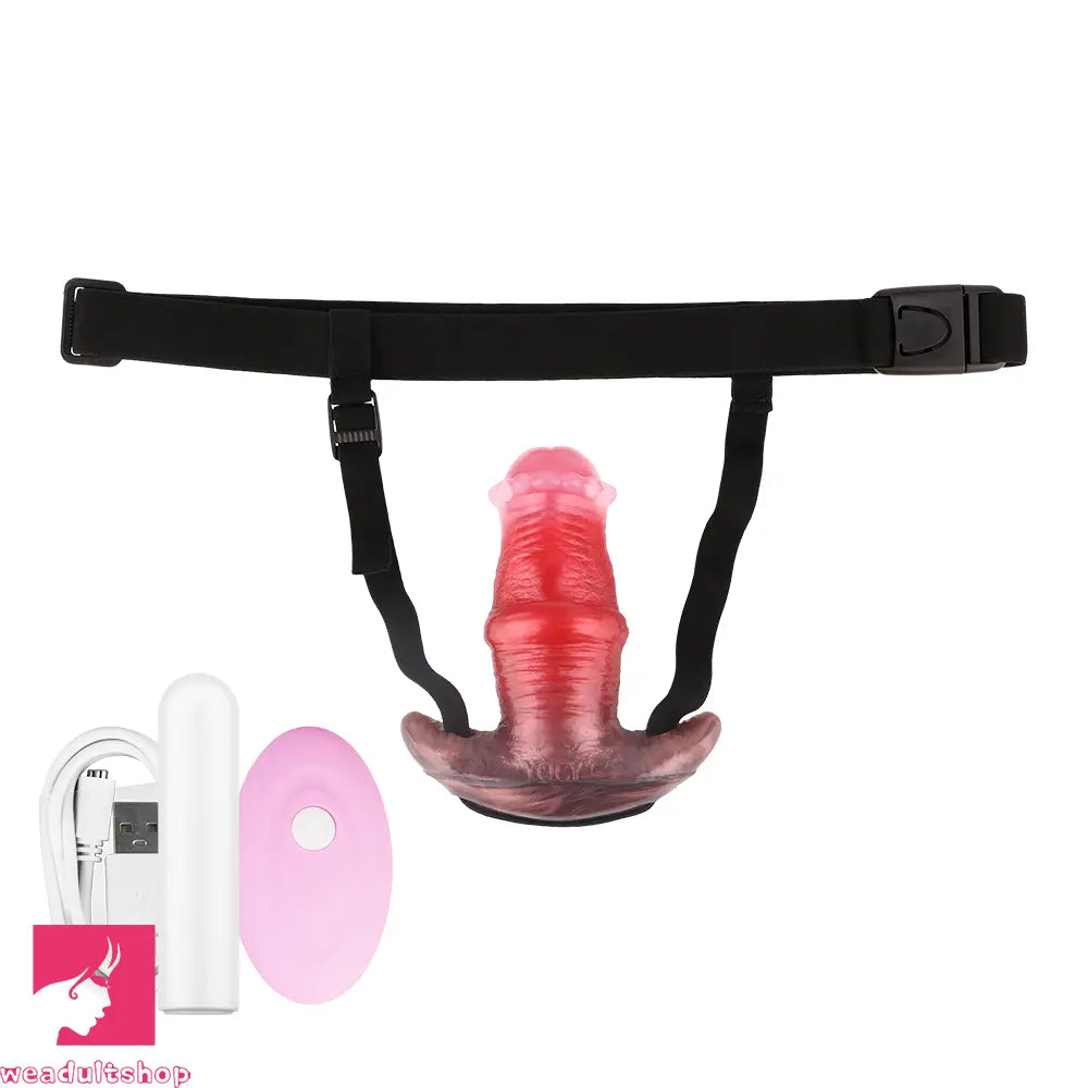 2.91in-8.85in Horse Cock Wearable Gag Fox Tail Vibrator Anchor Cock Dildo