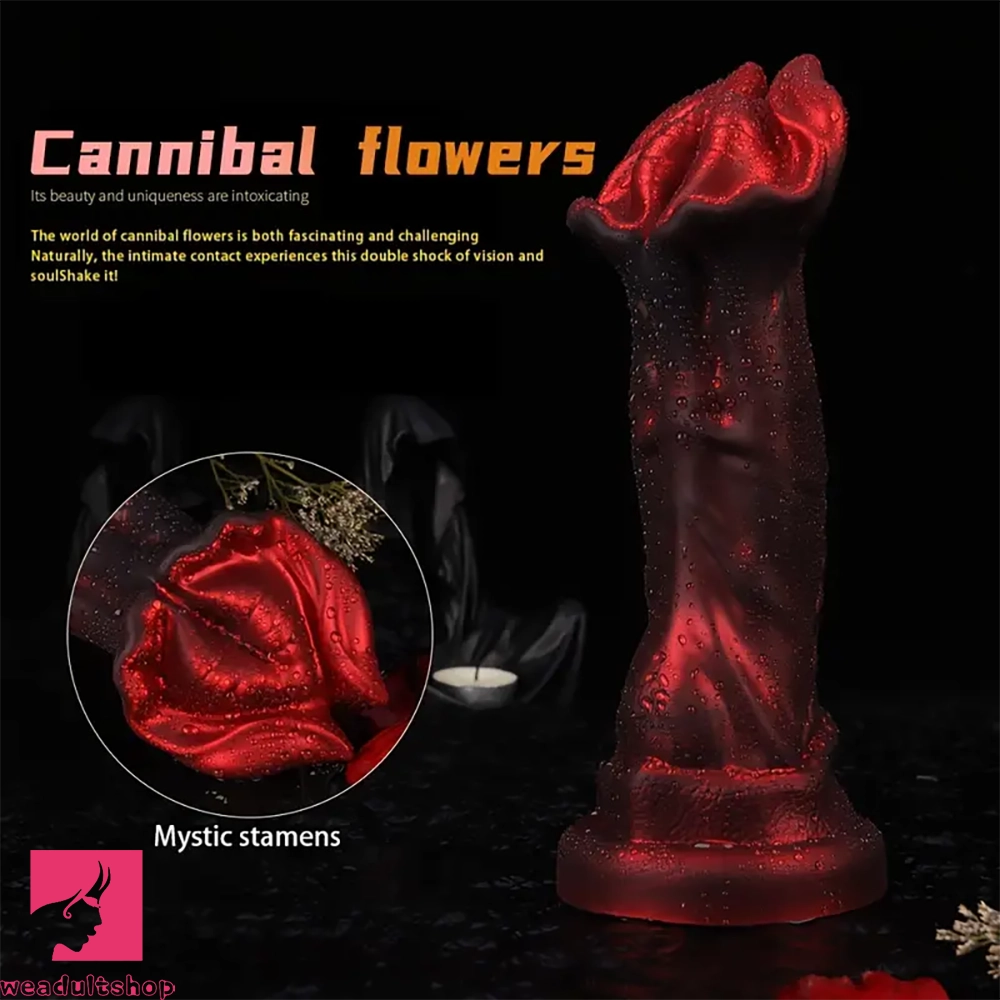 8.7in Cannibal Flower Flexible Silicone Clit Anal Plug Dildo Lifelike Texture