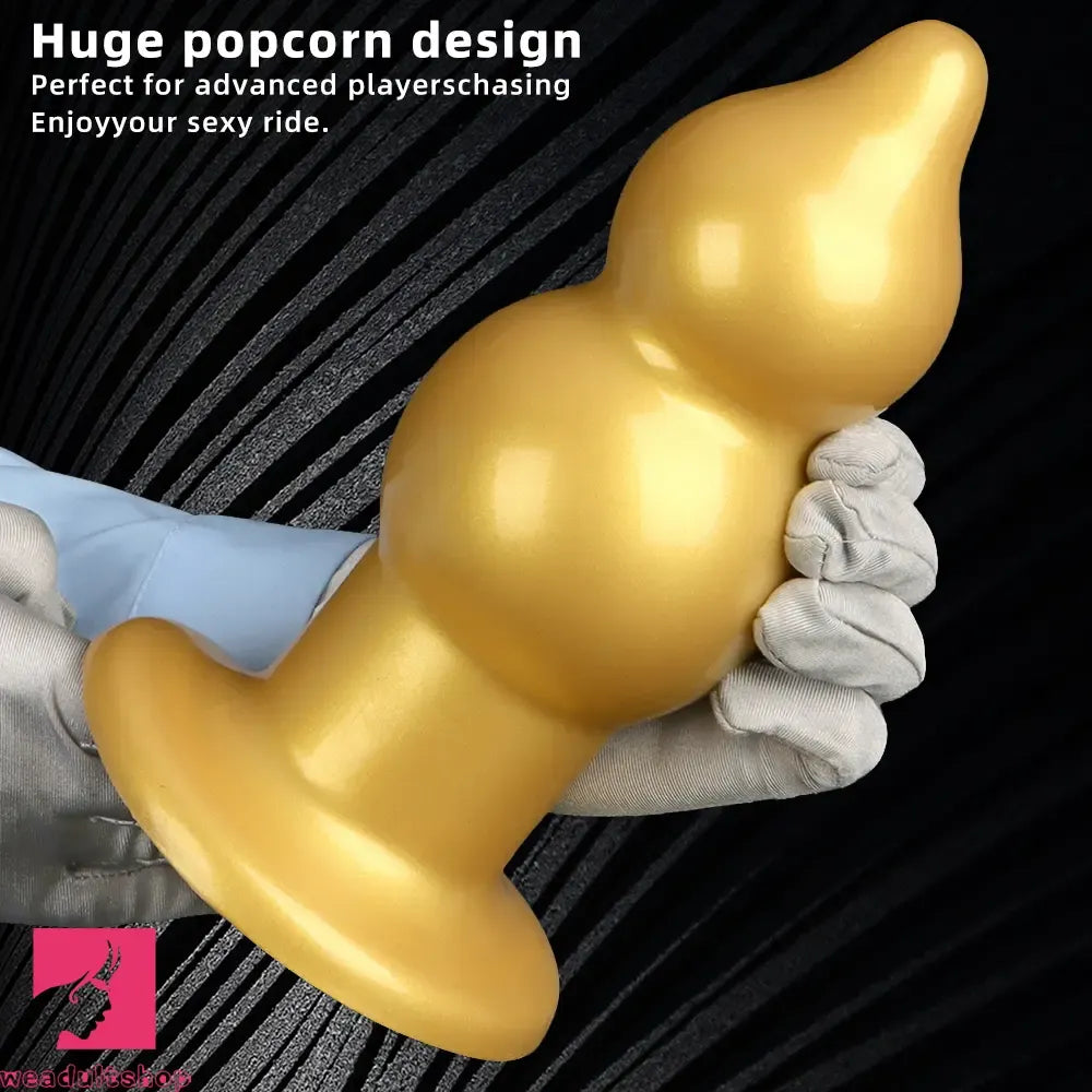 5.11in 9.05in Golden Silicone Big Thick Butt Plug Dildo Cock Clit Stimulator