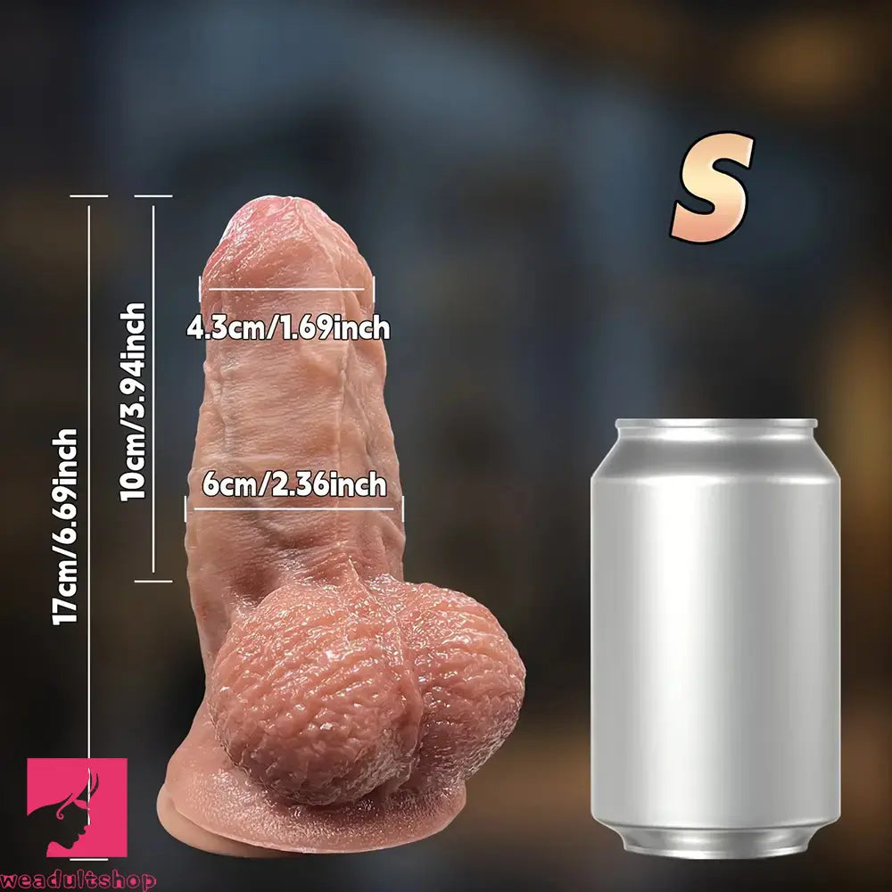 6.69in 8.27in 10.63in Huge Thick Light Beige Dual Density Silicone Dildo