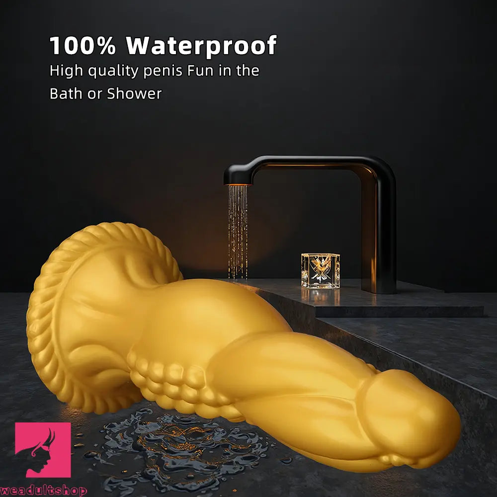 13.78in Golden Soft Silicone Big Fantasy Highquality Material Anal Dildo