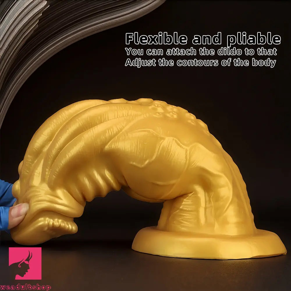 8.66in 9.06in 9.84in 11.42in 12.4in Golden Silicone Fantasy Soft Anal Dildo