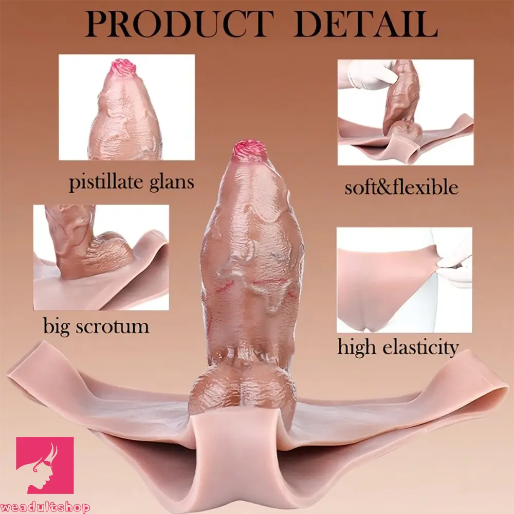6.96in Uncut Silicone Cock Wearable Dildo Hollow Strap on Dildo with-turtle