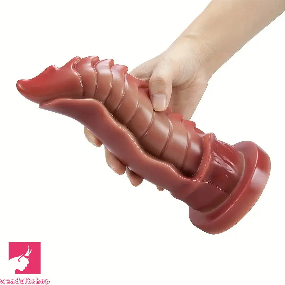 8.66in Ergonomic Beetle Gradient Scales Silicone Dildo Couple Masturbator
