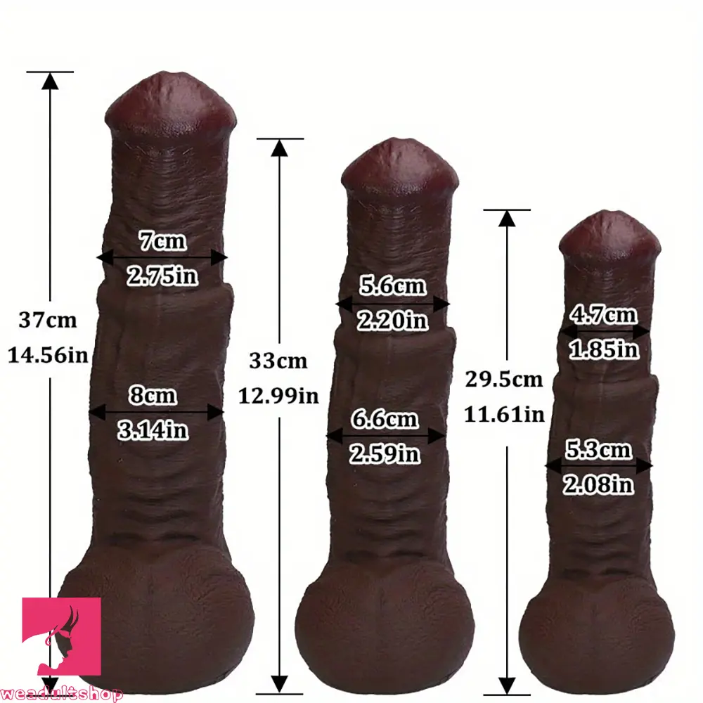 11.61in 12.99in 14.56in Huge Thick Ebony Dildo For Anal Play G-Spot Clit