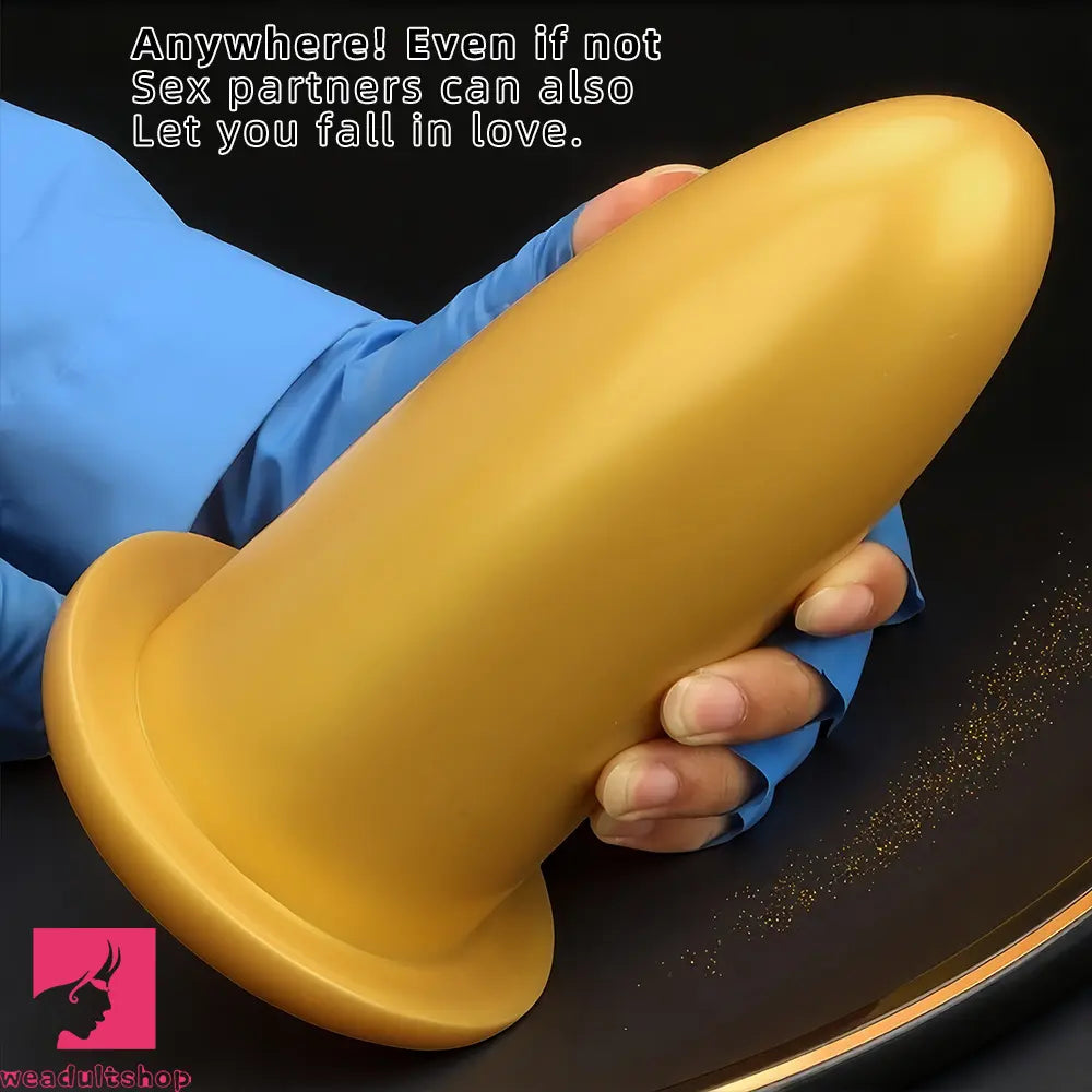 4.72in 5.7in 7.08in 8.26in Gold Silicone Soft Thick Missile Design Dildo Toy