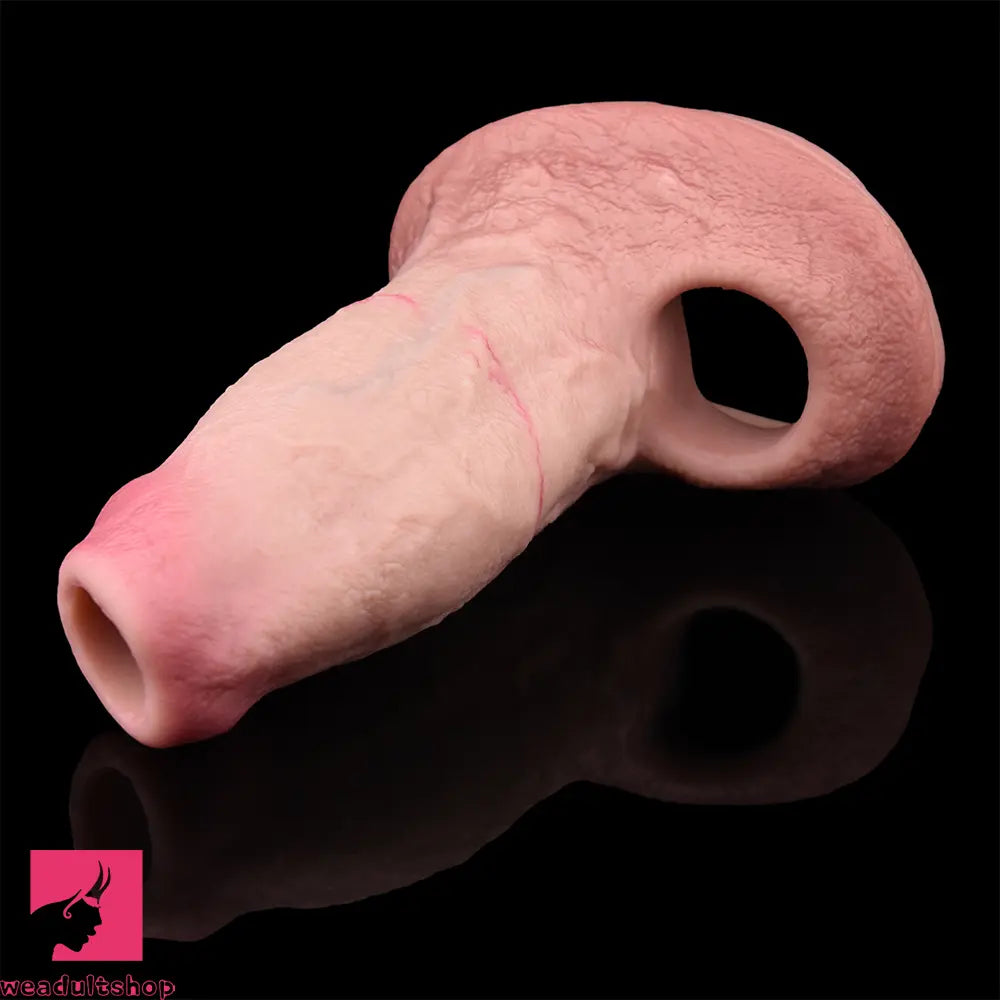 5.15in Liquid Silicone Strap on Penis Extender Cock Sleeve Dildo For Clit