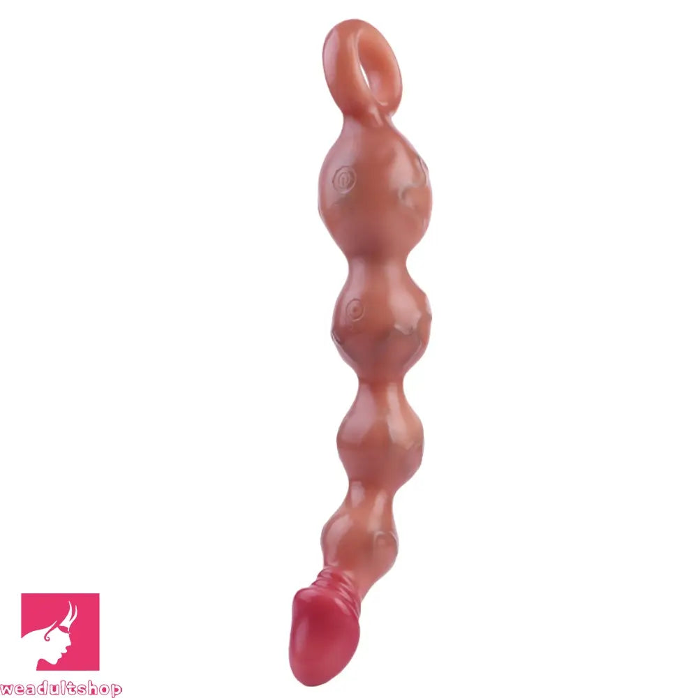 10.8in Big Vibrating Silicone Soft Pulling Beads Odd Dildo With 3 Motors