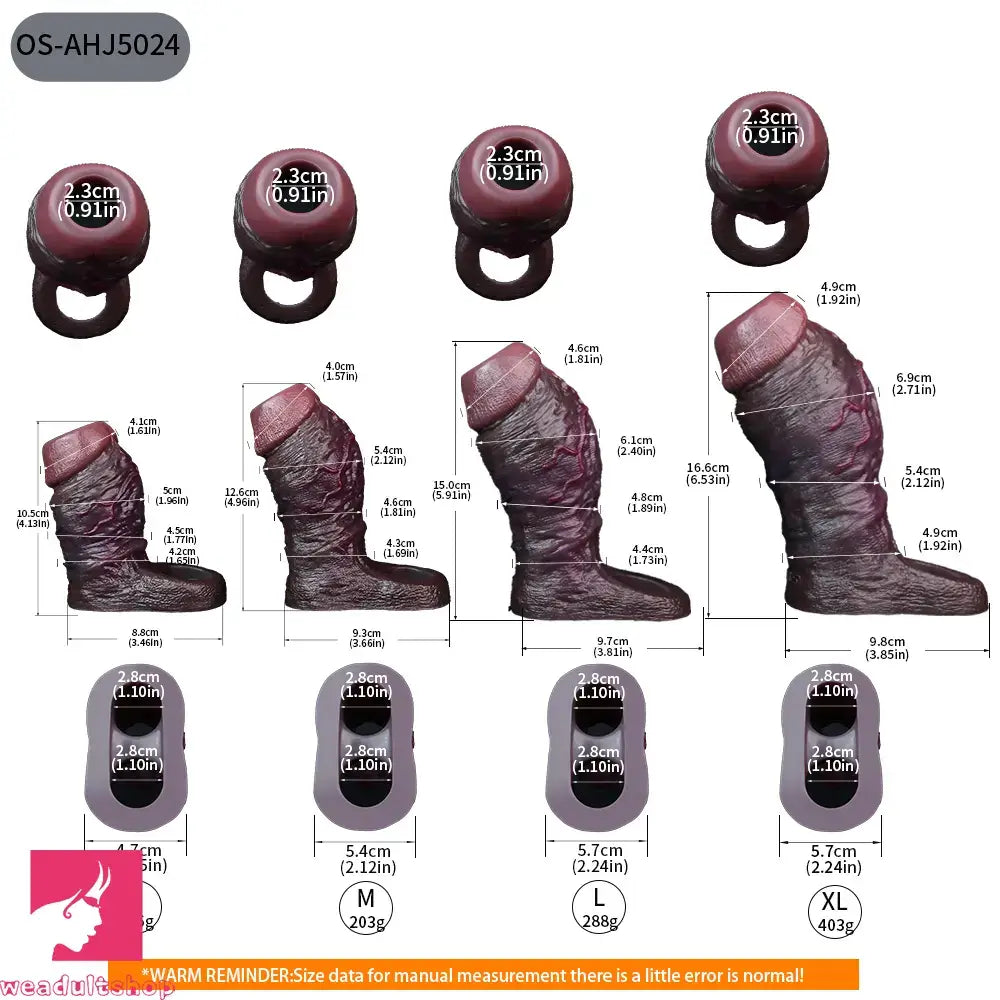 4.13in 4.96in 5.91in 6.53in Real Flexible Realistic Cock Soft Dildo Sleeve