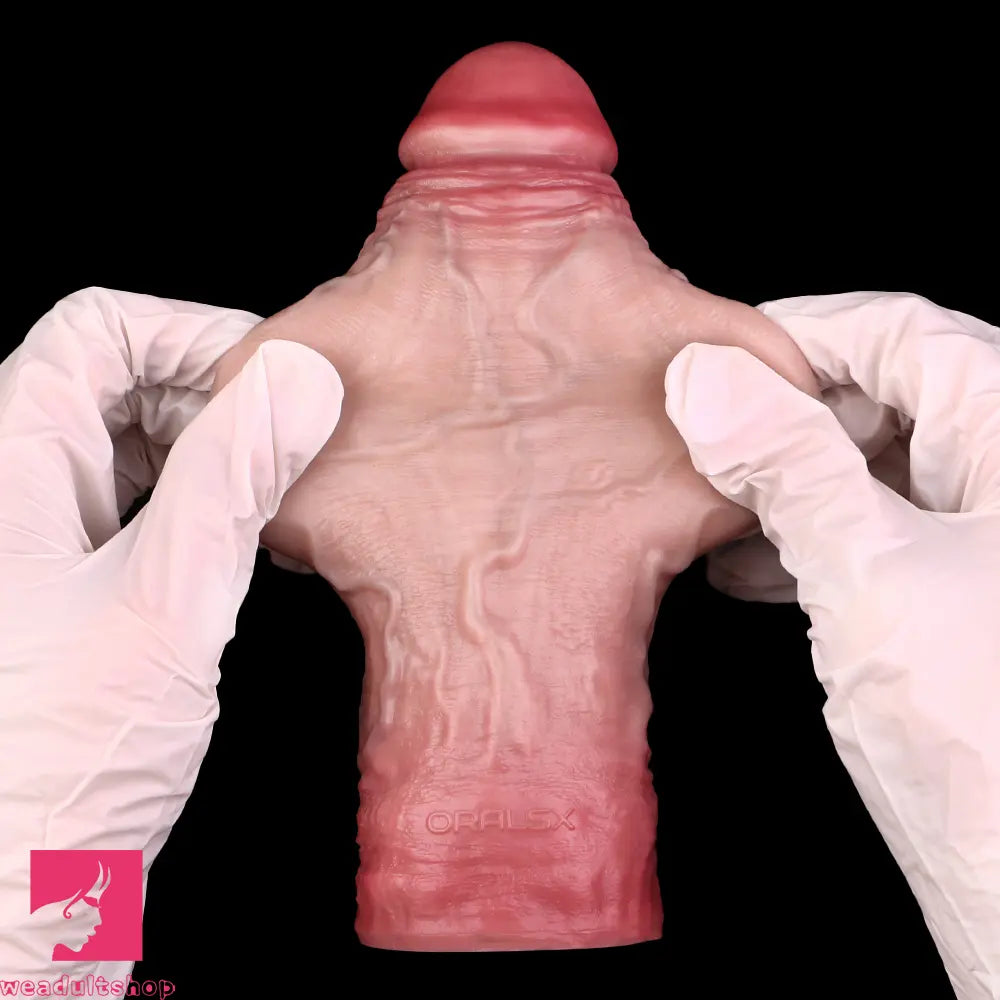 7.56in Lifelike Blue Veins Hollow Dildo Cock Sleeve With Cock Ring For Sex