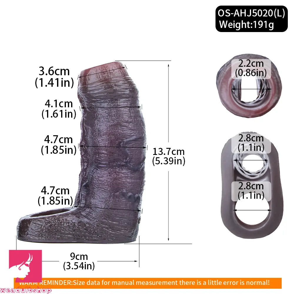 4.05in 4.8in 5.39in Platinum Silicone Penis Dildo Sleeve Male Wearable Toy