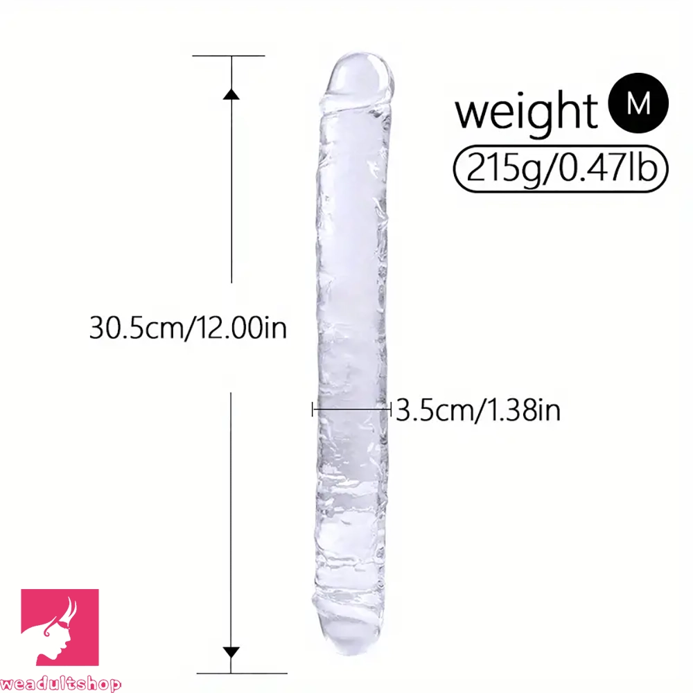 12in 13.58in 14.57in 17.13in Double-Ended Long Realistic Clear Big Dildo
