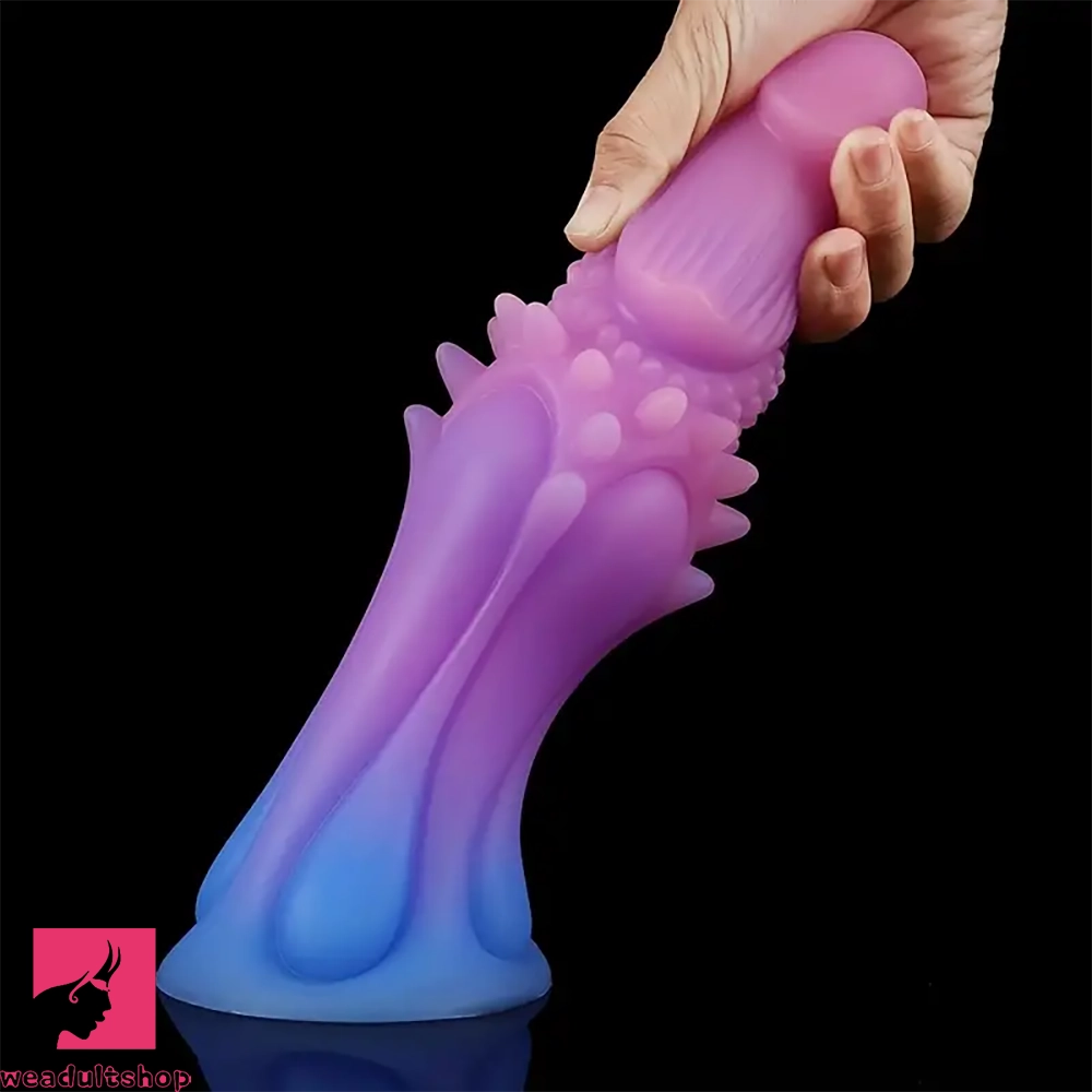 8.66in Silicone Spiked Fantasy Dildo Colorful Gradients Wearable Anal Plug
