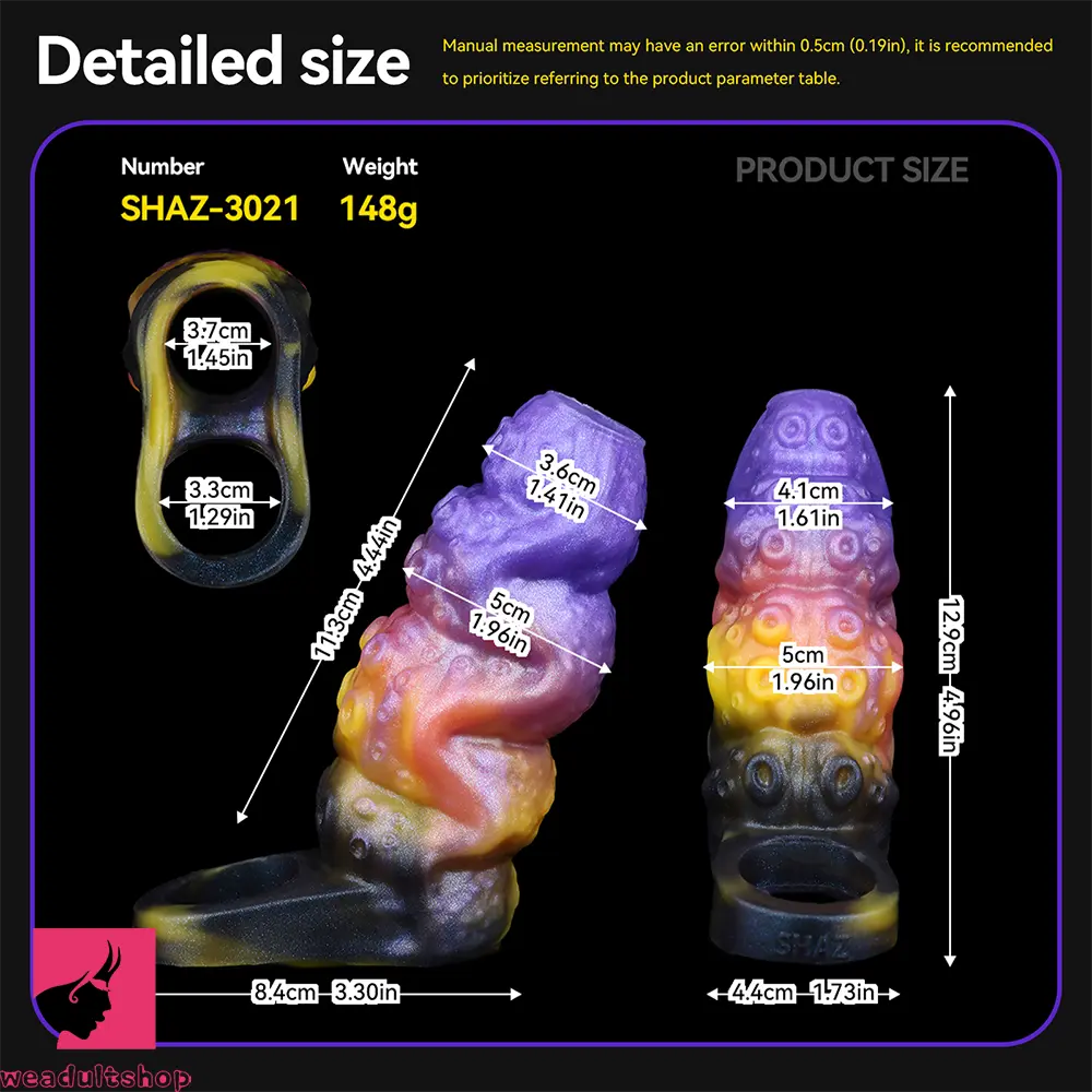 4.96in Sathos Euvoros Tentacle Silicone Soft Dildo Sleeve Penis Extender