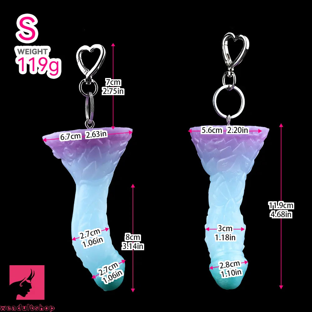 4.68in 5.9in 7.16in 8.26in Spiked Monster Silicone Odd Dildo With Key Chain