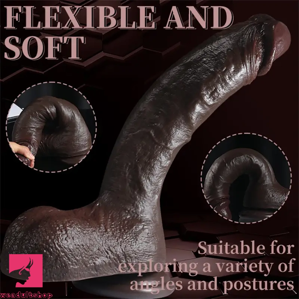 10.2in Lifelike Penis Big Ebony Cock Dildo For Women Masturbation