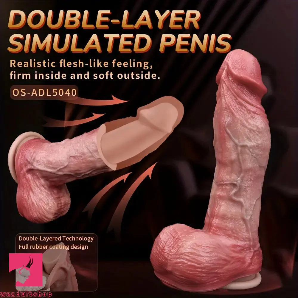 7.91in Realistic Penis Female Manual Soft Double Layer Silicone Dildo